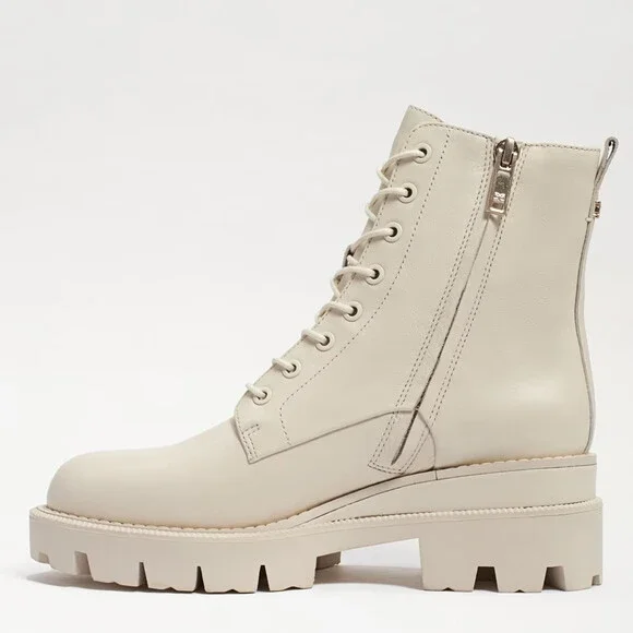 Sam Edelman Garret EC0226074 Boot Women 6.5 Ivory Leather Platform Combat ZAP414 - Picture 3 of 14